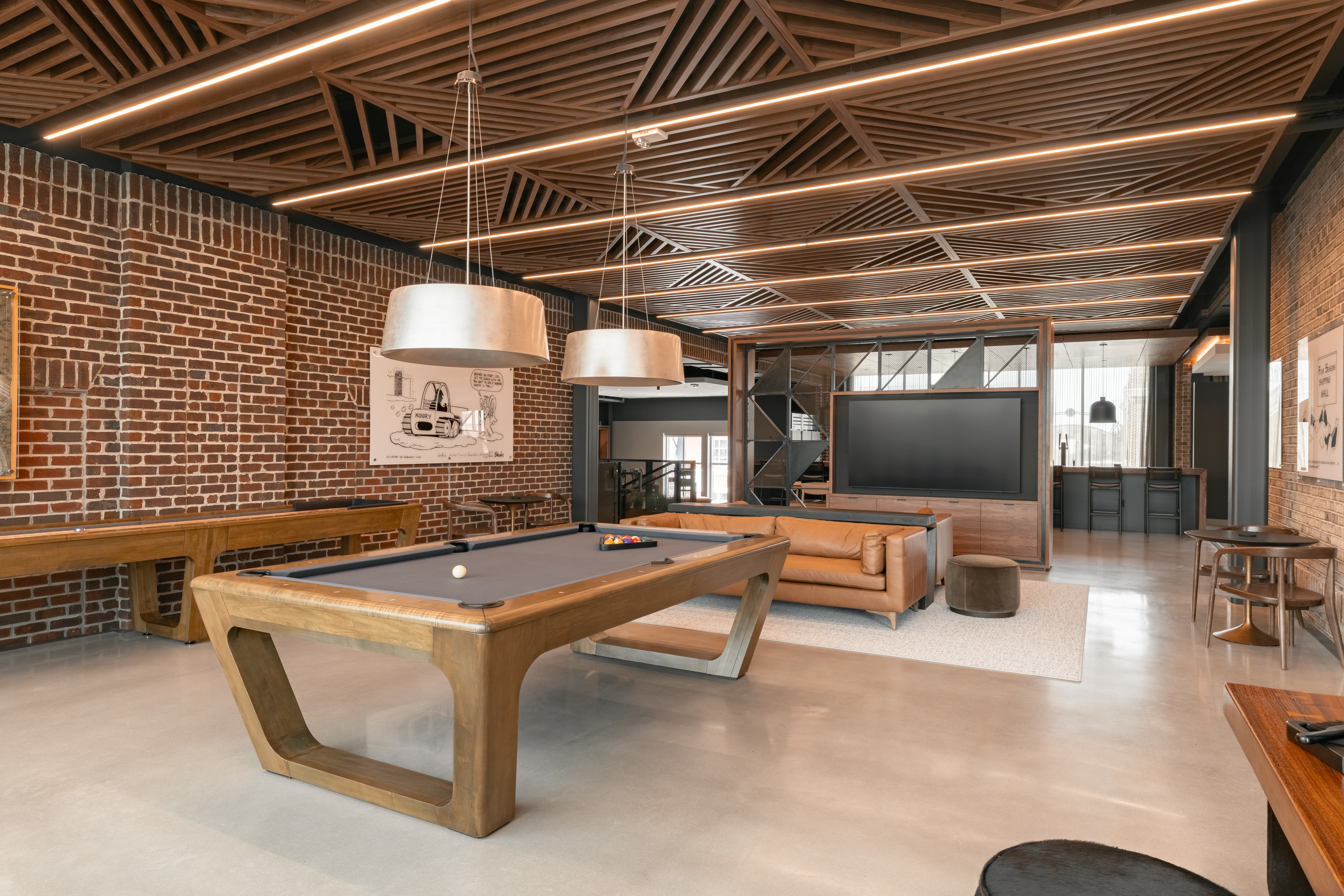 game room at koury corp office